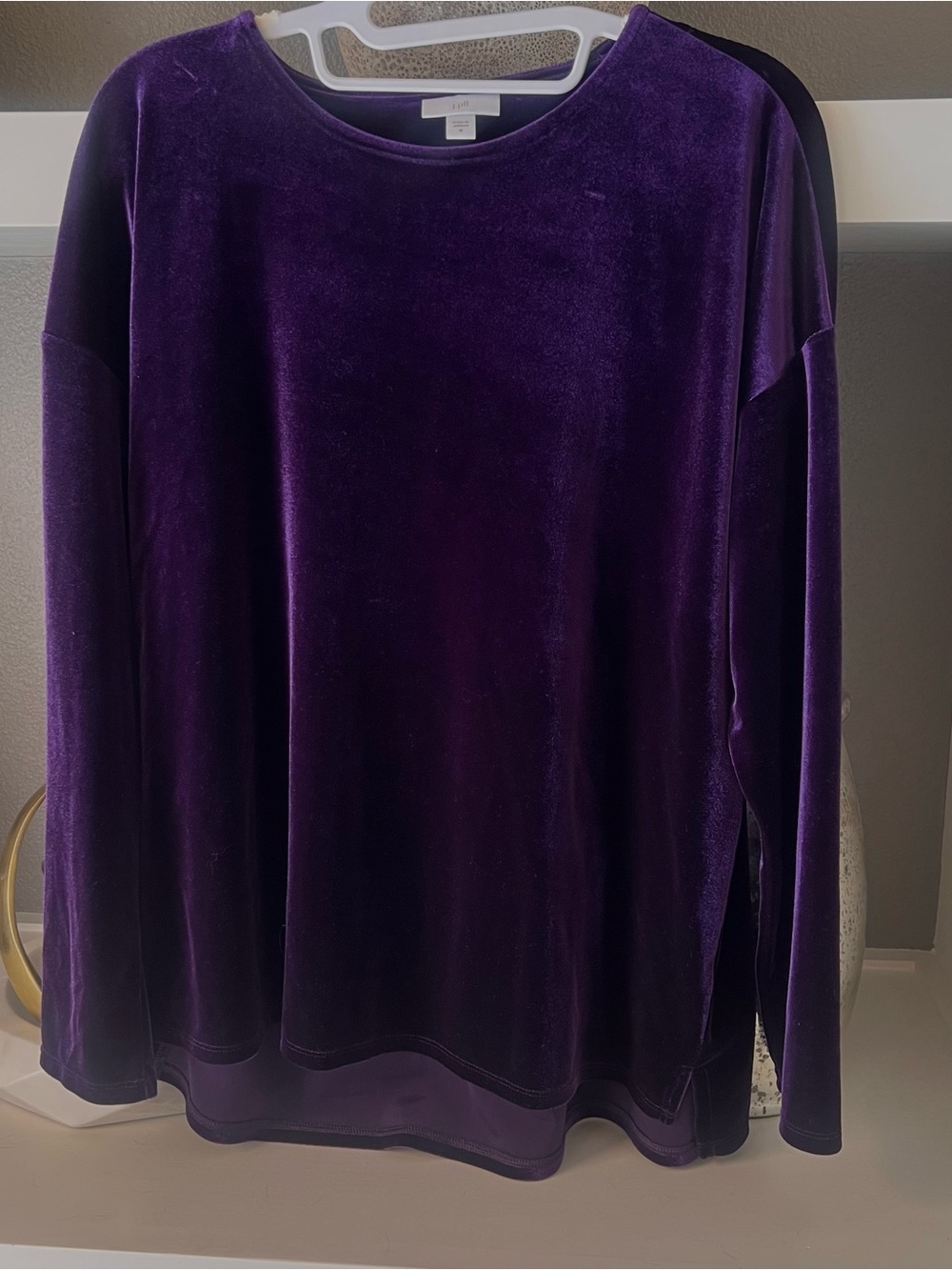 J. Jill Velvet Crewneck long sleeved top - Rich Purple